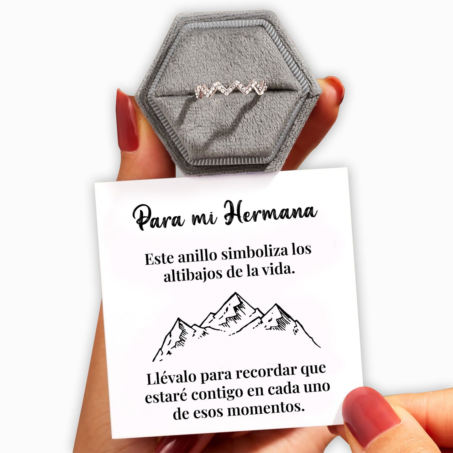 Para Mi Hermana - Estaré Contigo - Anillo de Plata 925