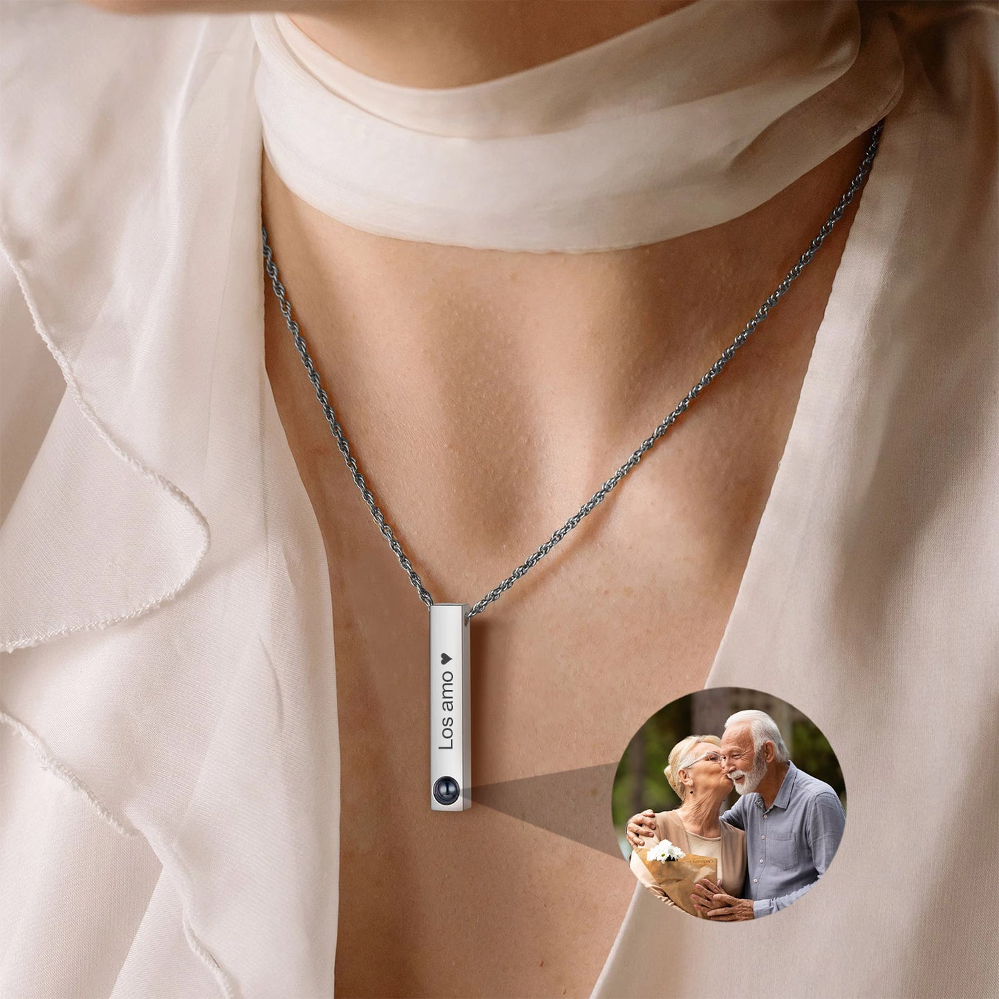 Collar Reflejo de Emoción con Foto y Grabado Personalizado