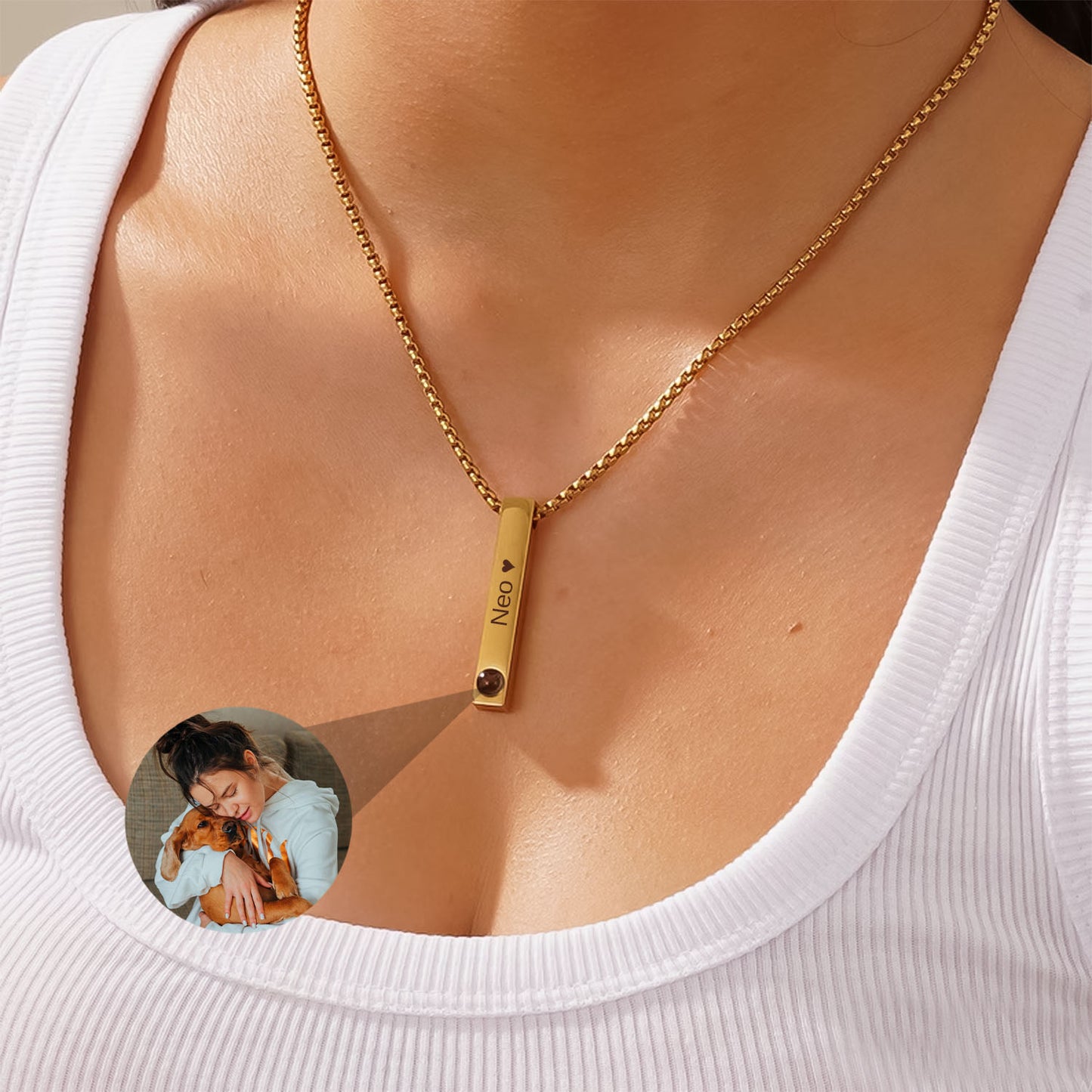 Collar Reflejo de Emoción con Foto y Grabado Personalizado