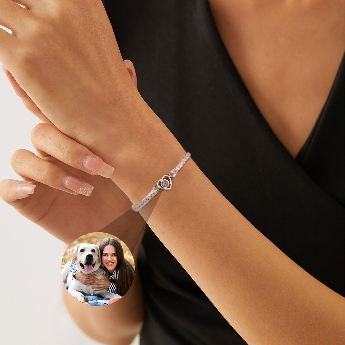 Pulsera Trenzada Corazón con Foto Personalizada