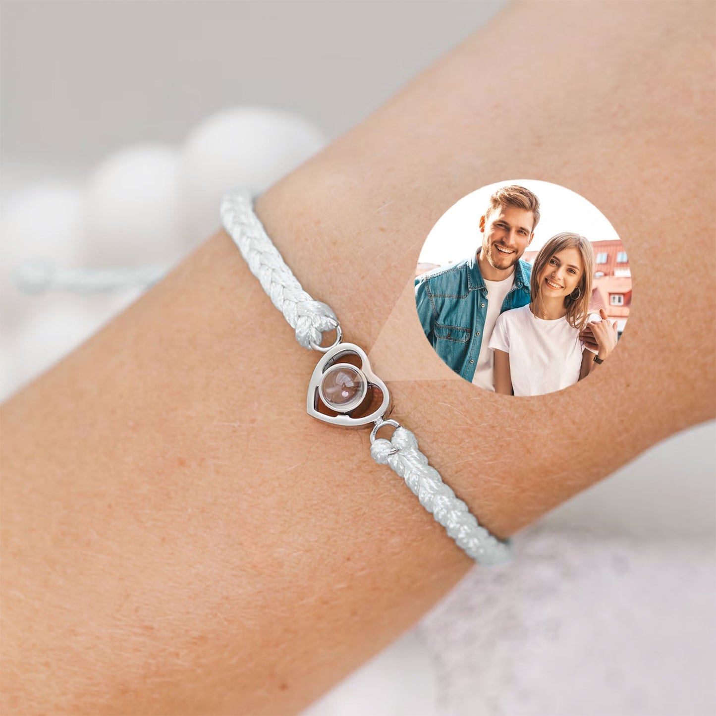 Pulsera Trenzada Corazón con Foto Personalizada