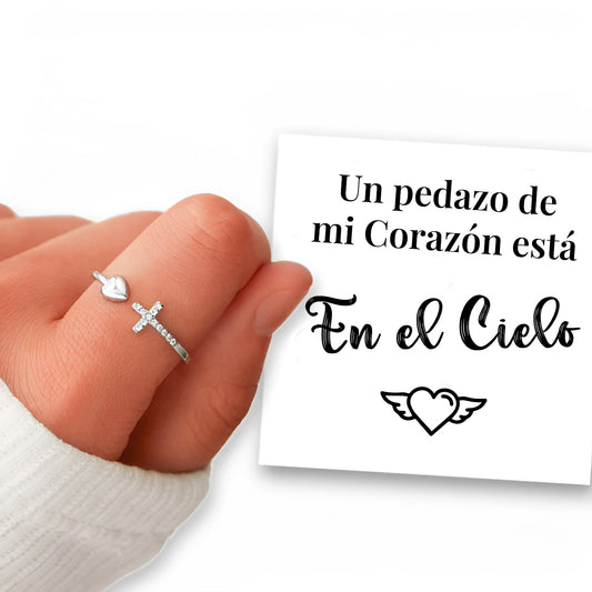 Un Pedazo de mi corazón está en el cielo – Anillo de Plata 925