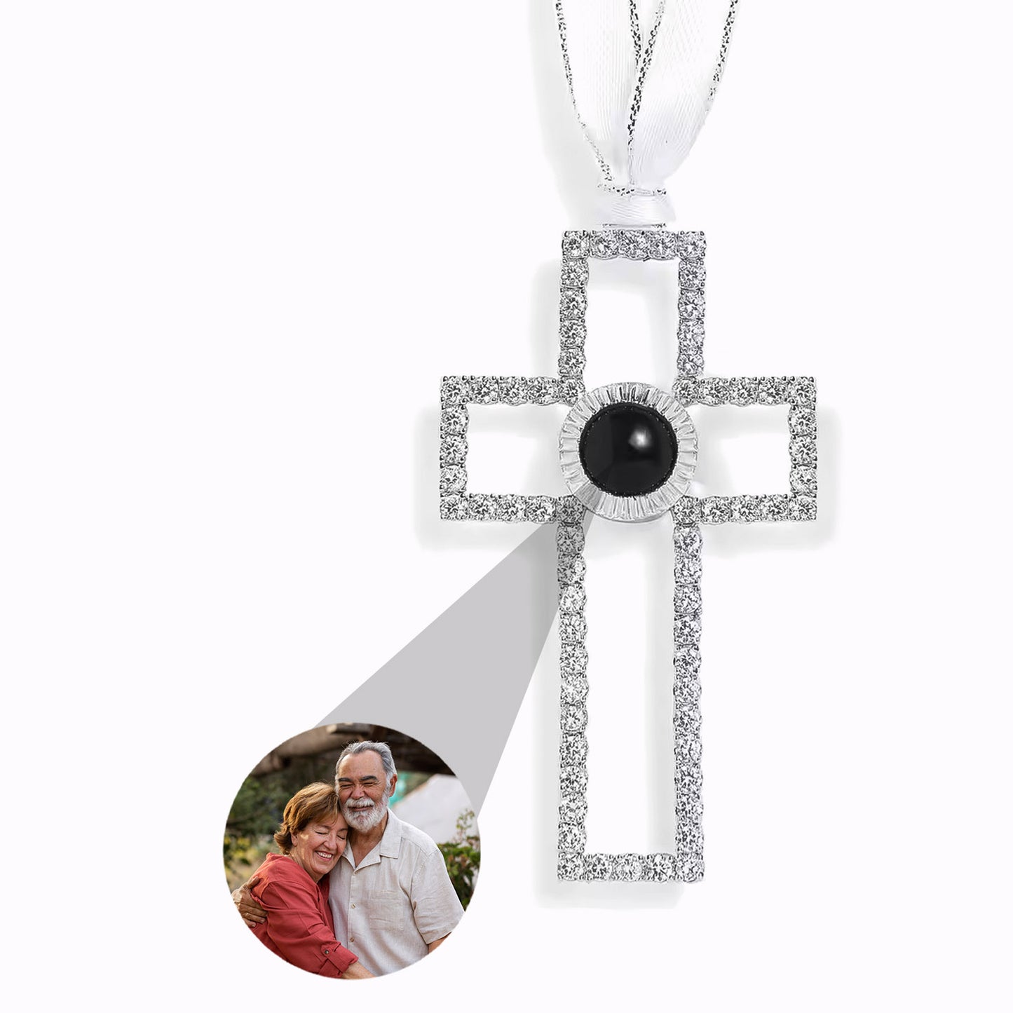 Adorno Cruz del Recuerdo con Foto Personalizada