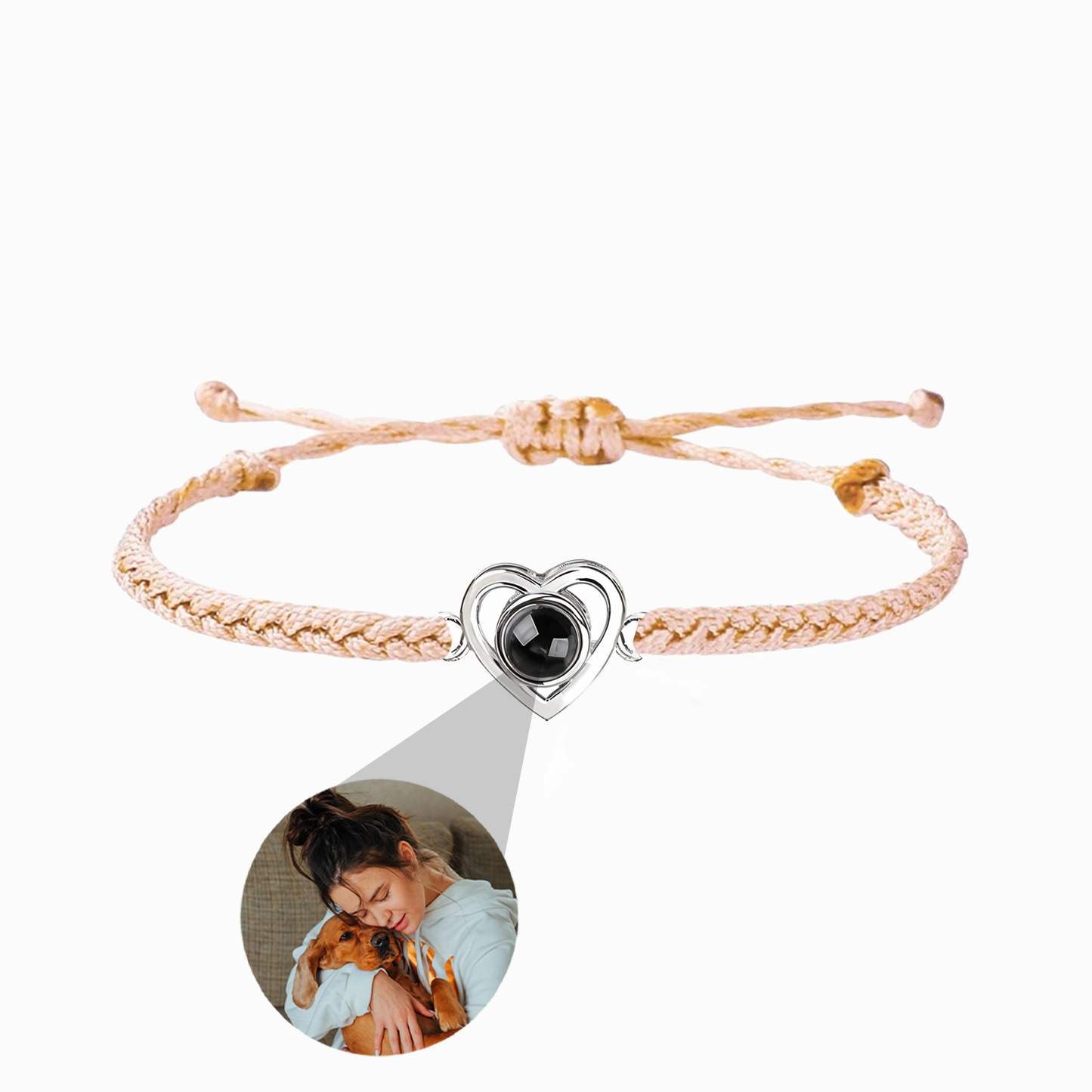 Pulsera Trenzada Corazón con Foto Personalizada