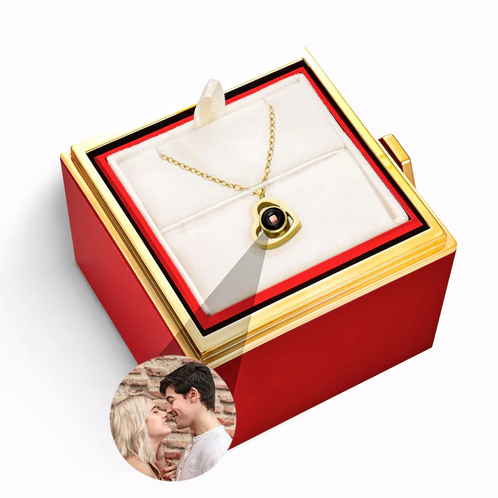 Estuche Rosa Eterna – Collar Corazón con Foto Personalizada