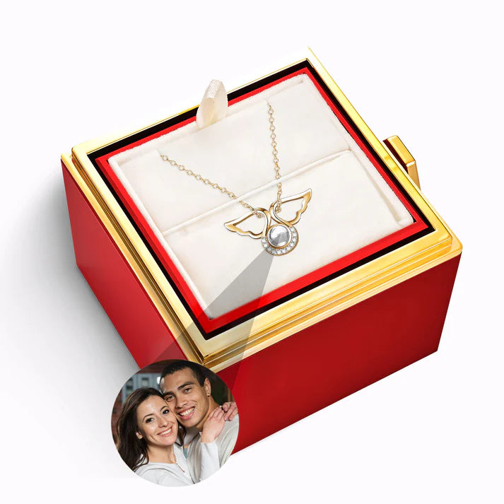 Estuche Rosa Eterna – Collar de Ángel con Foto Personalizada