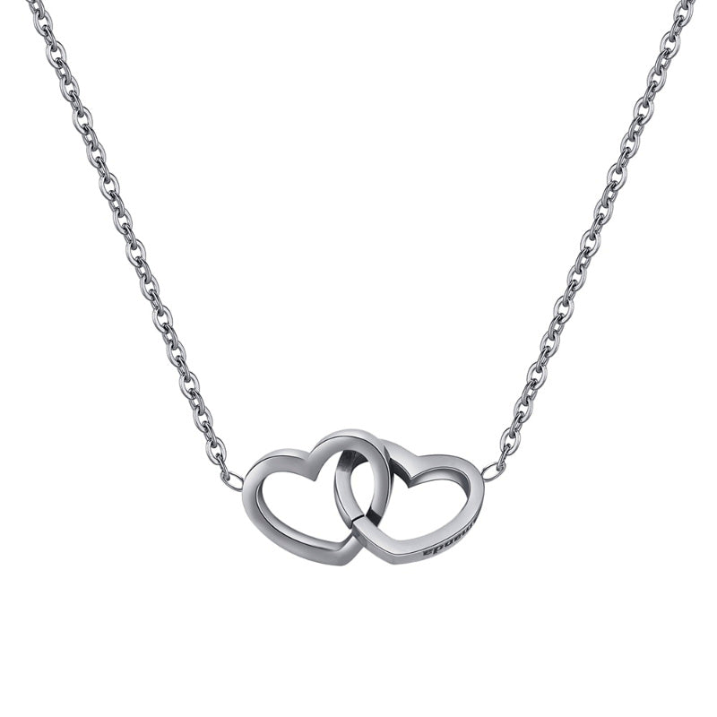 Estuche Rosa Eterna - Collar con Corazones Grabados
