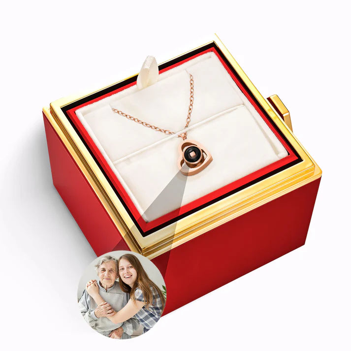 Estuche Rosa Eterna – Collar Corazón con Foto Personalizada
