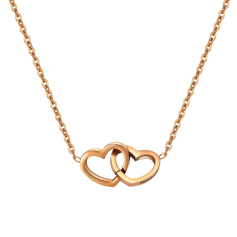 Estuche Rosa Eterna - Collar con Corazones Grabados