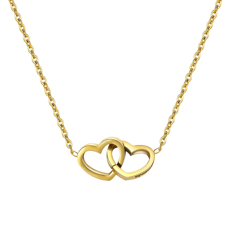 Estuche Rosa Eterna - Collar con Corazones Grabados